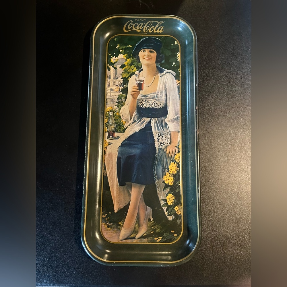 Coca-Cola Tray with Elegant Lady in Blue and White
